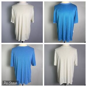 Tommy Bahama IslandZone REVERSIBLE Performance Tees, Sz L, Lot of 2, Blue Cream